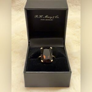 Elegant Gold Ring with Genuine Smokey Quartz Gemstone 14 Karat Gold